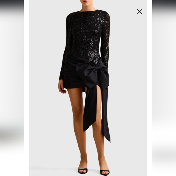Ever New Dolly Sequin Bow Cocktail Minidress- 0